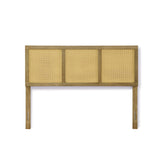 Tariq free-standing boho rattan headboard, queen - LuxenHome