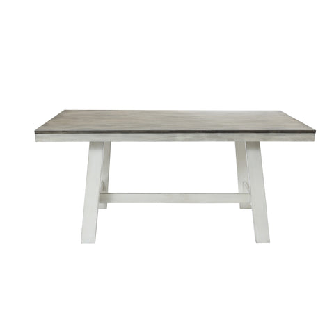 Rectangular white wood dining table