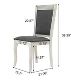 Modern Distressed Off White Rubberwood and Gray Upholstered Dining Chair, Set of 2