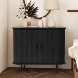 Aria black accent cabinet, Mid-Century Modern Style