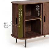 Aria 2-door tambour accent cabinet, dark oak finish