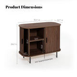 Aria 2-door tambour accent cabinet, dark oak finish