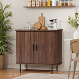 Aria 2-door tambour accent cabinet, dark oak finish