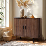 Aria 2-door tambour accent cabinet, dark oak finish
