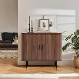 Aria 2-door tambour accent cabinet, dark oak finish