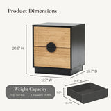 Modern Black Boho Nightstand with Bamboo Stripes, 20'h