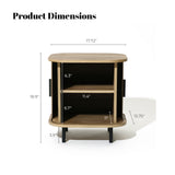 Aria Mid Century Modern Nightstand with Sliding Tambour Doors, 18.9" H