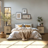 Aria Mid Century Modern Nightstand with Sliding Tambour Doors, 18.9" H