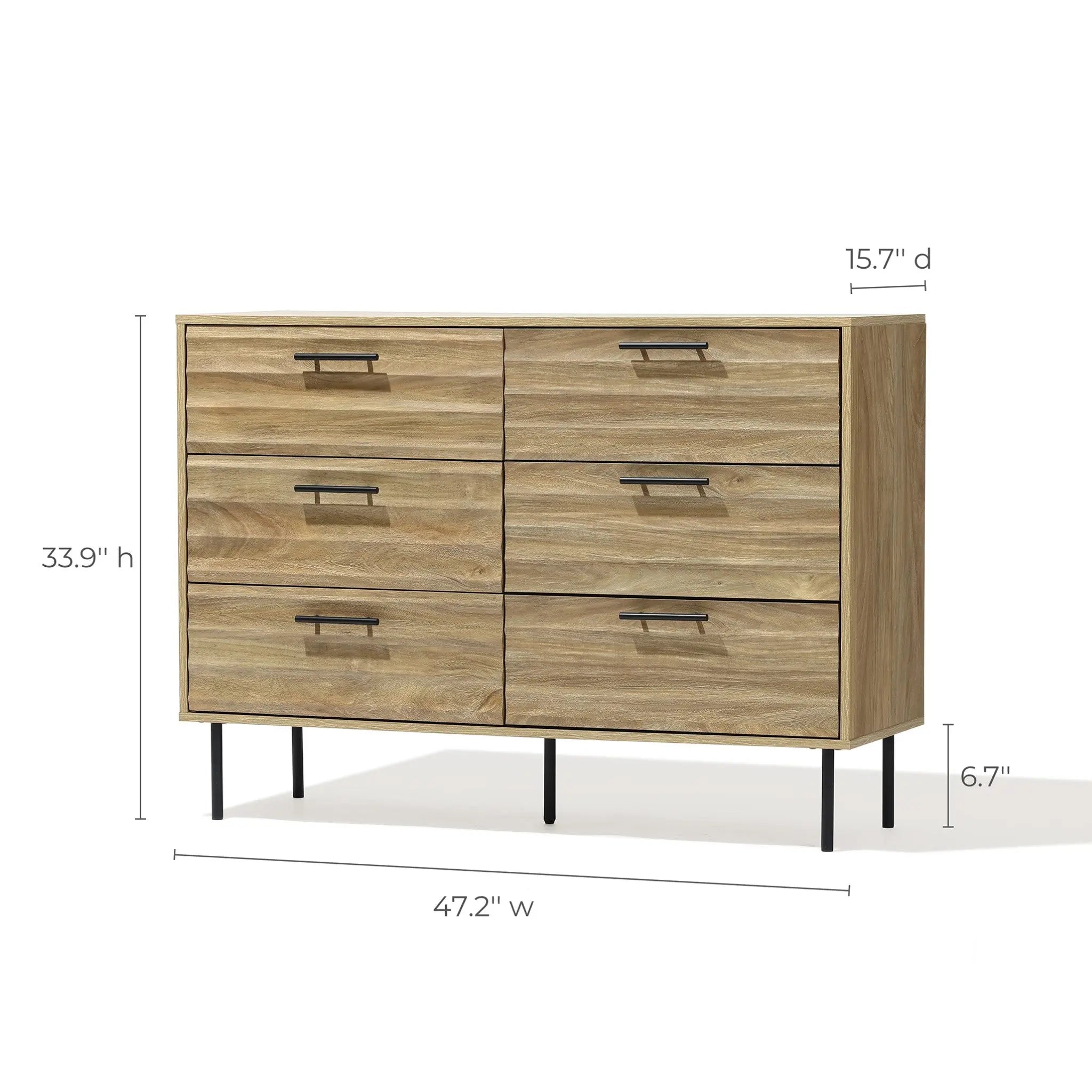 LuxenHome Mid-Century Modern Wave 6-Drawer 47.2-Inch Wide Dresser LuxenHome Mid-Century Modern Wave 6-Drawer 47.2-Inch Wide Dresser