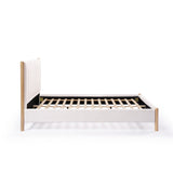 Lily boucle upholstered solid wood platform bed, queen