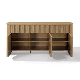 Mid-Century Modern Buffet Cabinet Sideboard with Slatted Design