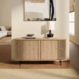 Light oak finish engineered wood 2-door 58-inch wide buffet cabinet