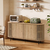 Light oak finish engineered wood 2-door 58-inch wide buffet cabinet