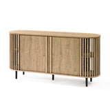 Light oak finish engineered wood 2-door 58-inch wide buffet cabinet