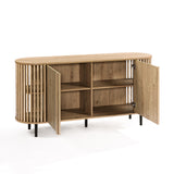 Light oak finish engineered wood 2-door 58-inch wide buffet cabinet