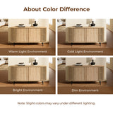 Light oak finish engineered wood 2-door 58-inch wide buffet cabinet