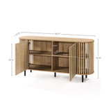 Light oak finish engineered wood 2-door 58-inch wide buffet cabinet