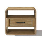 Mid Century Modern Nightstand with Drawer and Open Shelves, 15.7" H