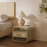 Mid Century Modern Nightstand with Drawer and Open Shelves, 15.7" H