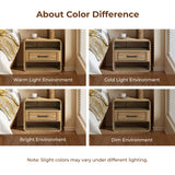 Mid Century Modern Nightstand with Drawer and Open Shelves, 15.7" H