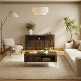 Kairo Basket Weave Design Manufactured Wood Sideboard Cabinet, Oak63"