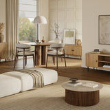 Mira Mid-Century Modern Wood Buffet Cabinet with storage, Oak 48"