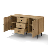 Mira Mid-Century Modern Wood Buffet Cabinet with storage, Oak 48"