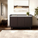 Modi Wenge Wood Sideboard Cabinet with Faux Marble Top, 47"