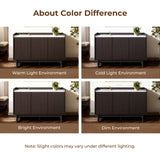 Modi Wenge Wood Sideboard Cabinet with Faux Marble Top, 47"