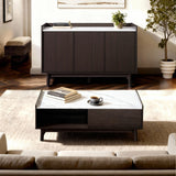 Modi Wenge Wood Sideboard Cabinet with Faux Marble Top, 47"