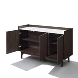 Modi Wenge Wood Sideboard Cabinet with Faux Marble Top, 47"
