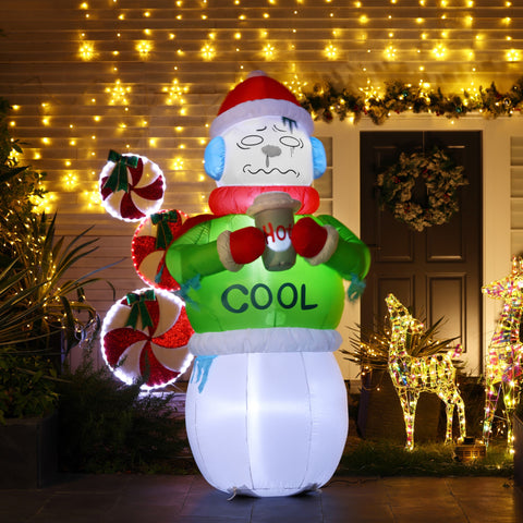 6.8Ft Shivering Snowman in Ugly Christmas Sweater Inflatable with LED Lights