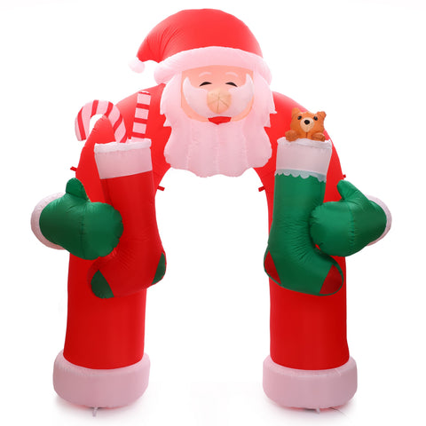 9Ft Santa Stockings Arch Inflatable with LED Lights