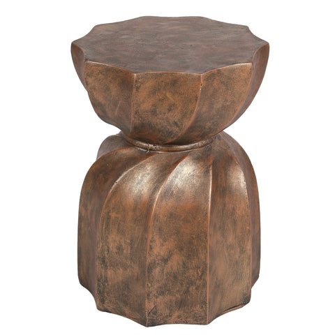 Weathered Copper Cement Indoor Outdoor Side and End Table
