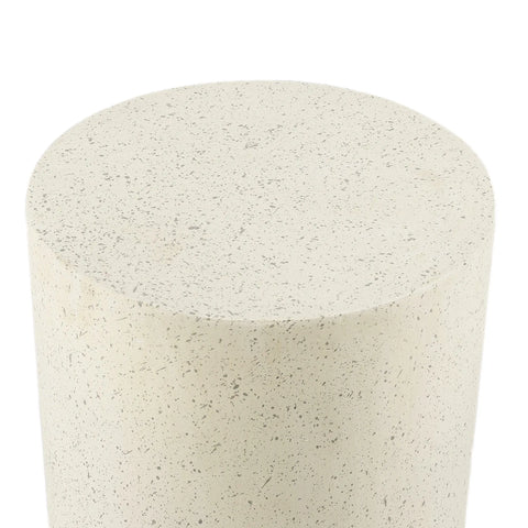 White and Gray Cement Round Indoor Outdoor Side and End Table