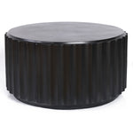 round-coffee-table-with-a-black-base-and-a-top-made-of-aluminum-strips