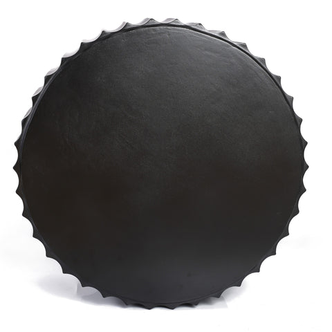 Black cement fluted round coffee table