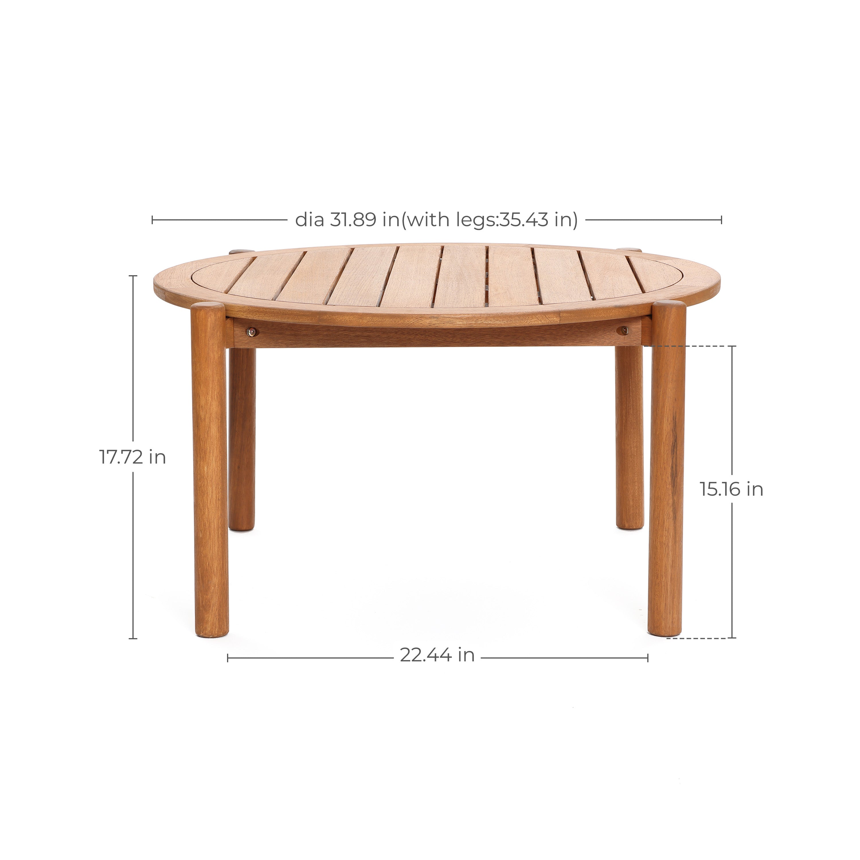 Belmont solid wood round outdoor coffee table - LuxenHome