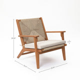 Tuscany Acacia Wood Outdoor Chair with Cushion, Natural Finish