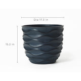 This dark gray pot planter features a wavy texture, crafted from durable magnesium oxide. Measuring 17.3 inches in diameter and 15.2 inches in height, it’s the perfect addition to your botanical paradise.