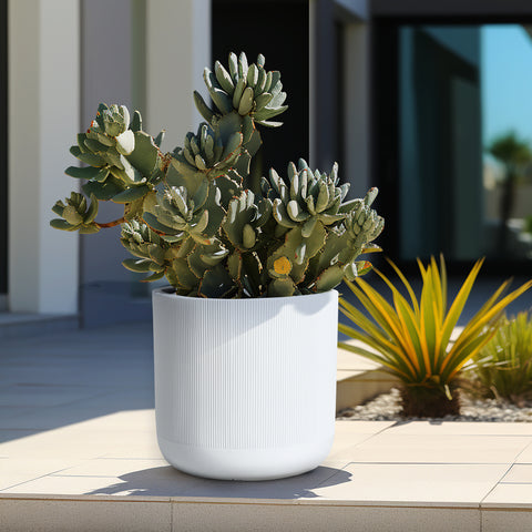 Monterey fluted indoor/outdoor planter, white