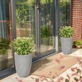 Ibiza Tall Tapered Outdoor Planters set of 2 – 19.21"h Stone Grey