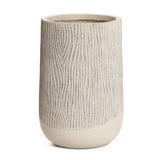 Wood-Look Textured MgO Planter, 27.2'' Tall Beige Decorative Garden Pot