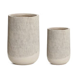 Wood-Look Textured MgO Planter, 27.2'' Tall Beige Decorative Garden Pot