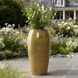 Ceramic Tall Planter, Large Plant Pots with Drainage Hole, Yellow 23'' H