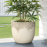 Off-white Large Plant Pot, Stone-like Textured Round Planter 15.75'' Dia