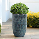 Tall Ceramic Pots for Plants, Blue Glazed Modern Plant Pots with Drainage Hole 17'' H