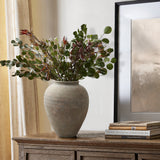 Old-World Gray with Brown Round Terracotta Vase,12''