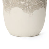 Antique Travertine Tapered Round Planter,Off-White,15.75''