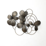 Dark Gray Abstract Floral Metal Wall Art Decor, 42"W